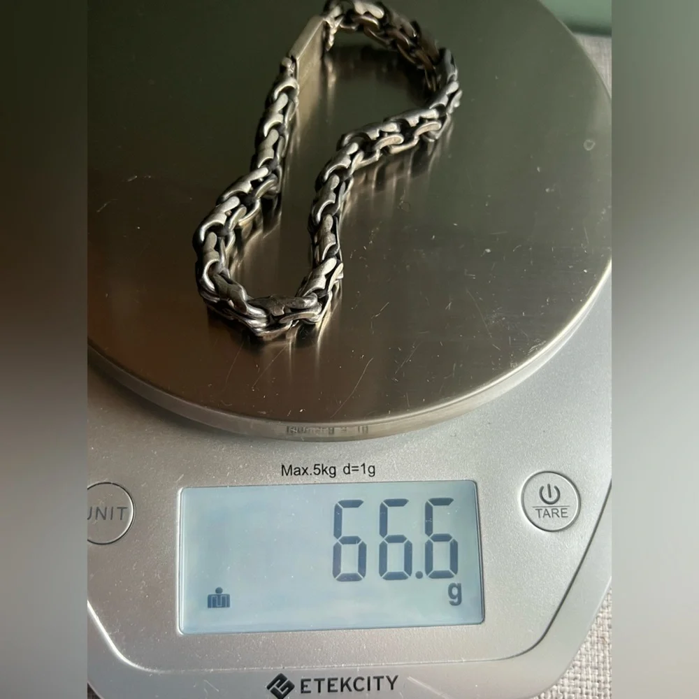 Vintage Sterling Silver Chain Bracelet 8.5in 66.6g Mexico